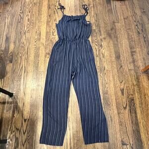 Green Envelope Jumpsuit Striped Wide Leg Adjustable Straps Women's Medium NWT